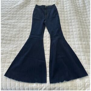 Free People Jeans Womens 29 Ultra Flare High Waist Dark Wash Stretch Boho Chic
